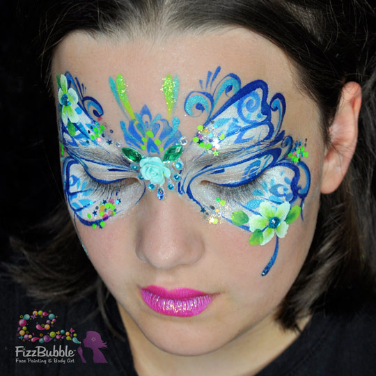 Butterfly-Blue-and-Green-face-paint-1