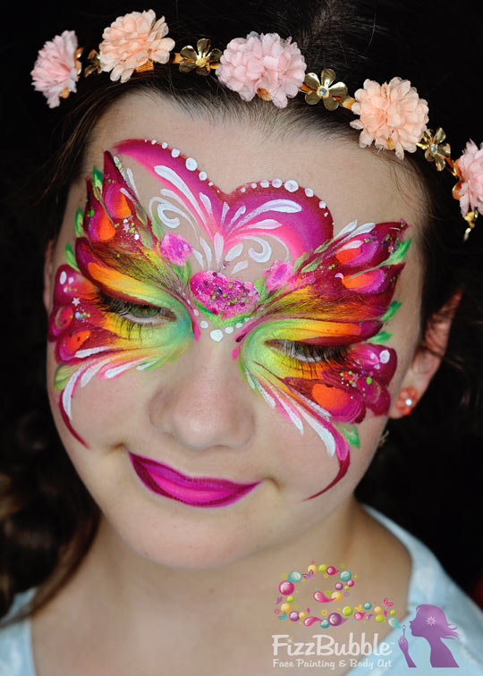 Butterfly-Pink-Roses-face-paint-1