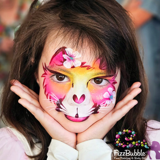 Cat-Pink-and-Orange-face-paint-1