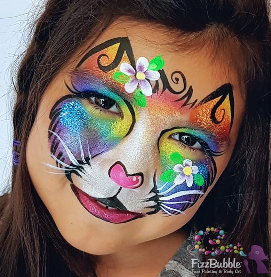 fizzbubble-face-painting-cat-rainbow-kittycat